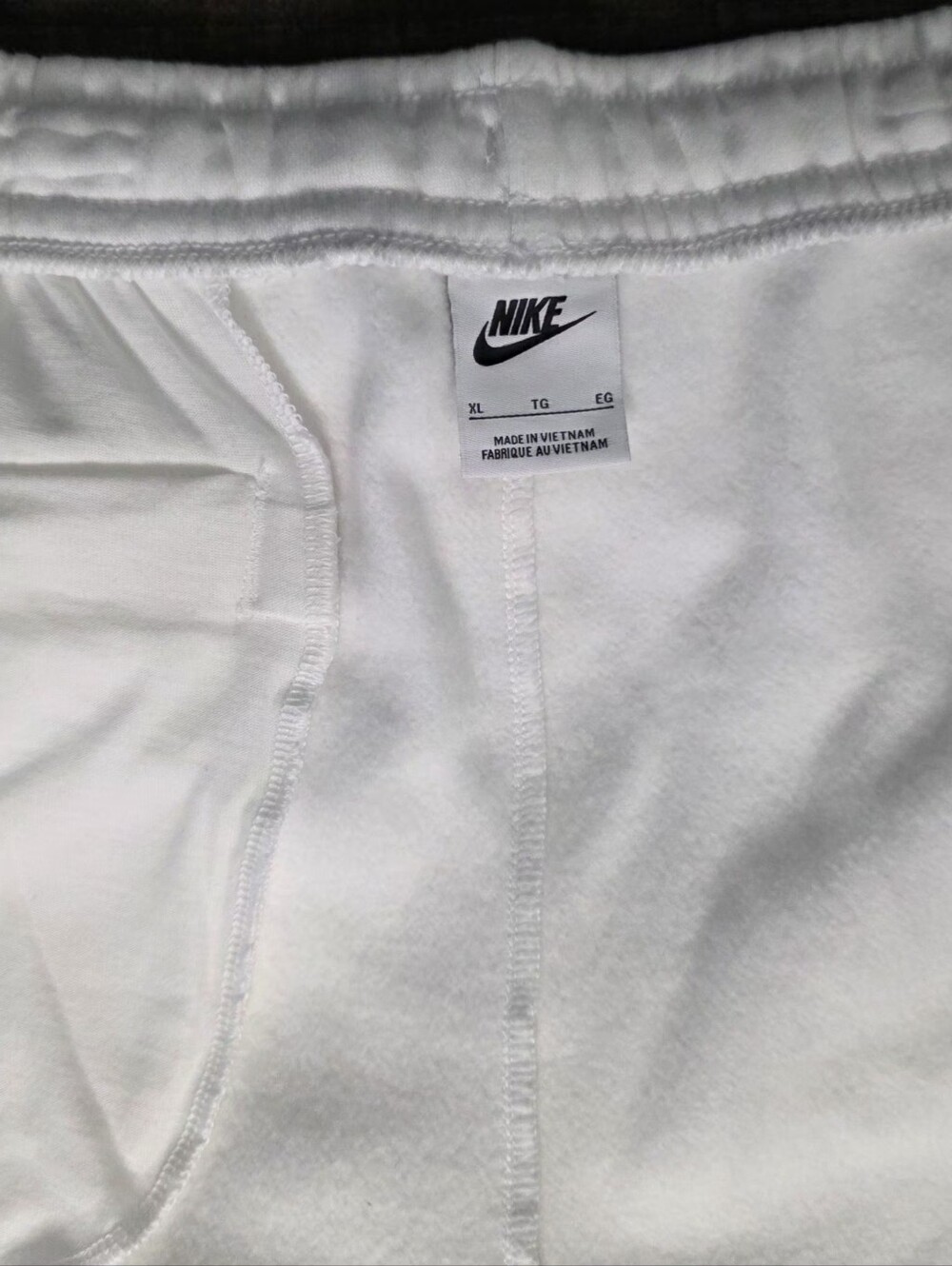 Nike White Fleece Joggers with Black Swoosh - Picture 5 of 5